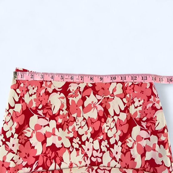 Vintage Y2k Silk Maxi Skirt Sleeveless Top Set Red Pink Floral Romantic 2000s - Picture 5 of 8